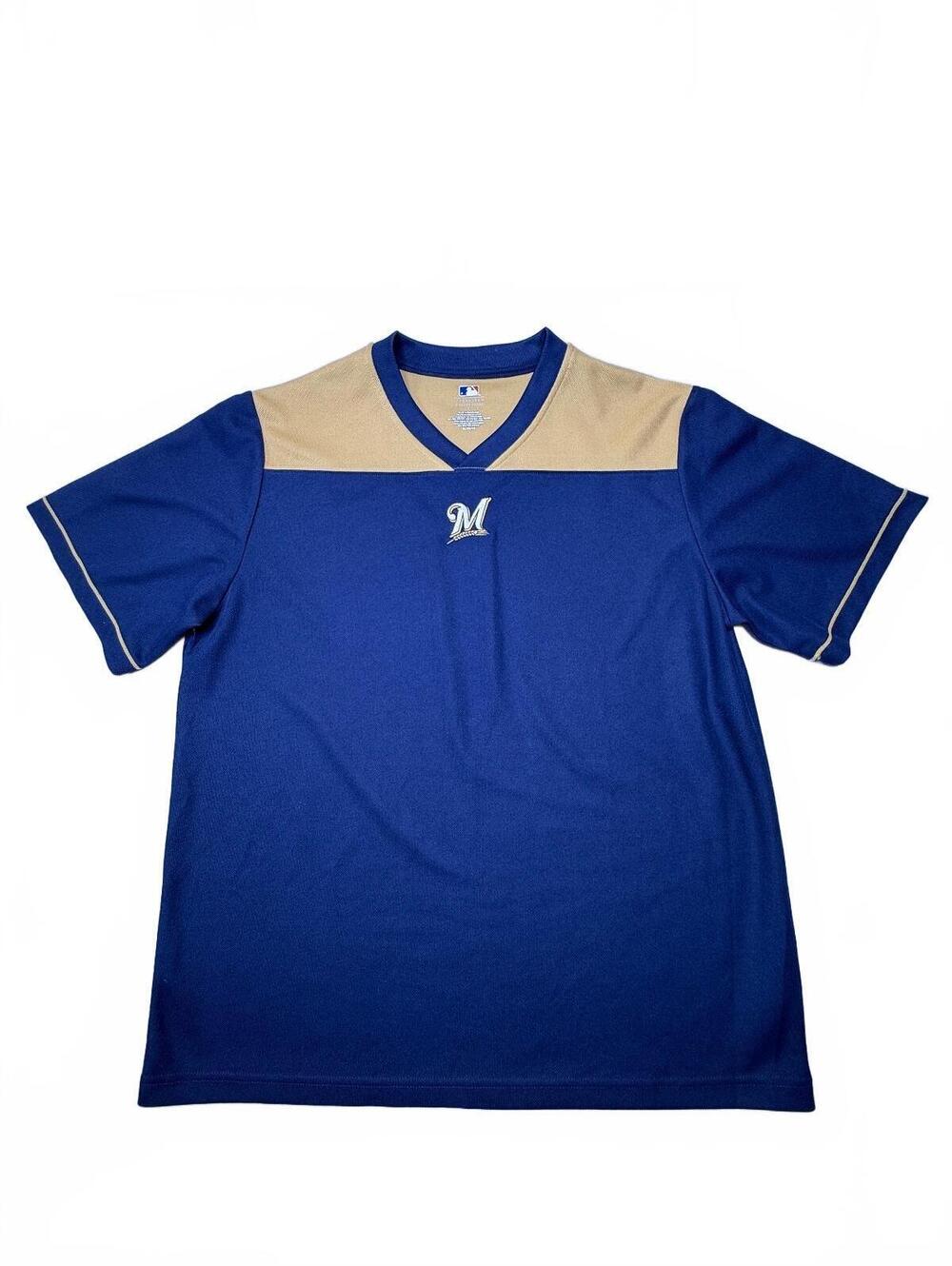 Milwaukee Brewers VF Imagewear Baseball Jersey XL Blue Tan